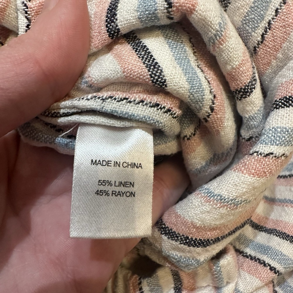 Anthropologie DREW Jumpsuit Tulip Leg Strapless Jumper Pastel Stripe Sz L Linen - Picture 6 of 9
